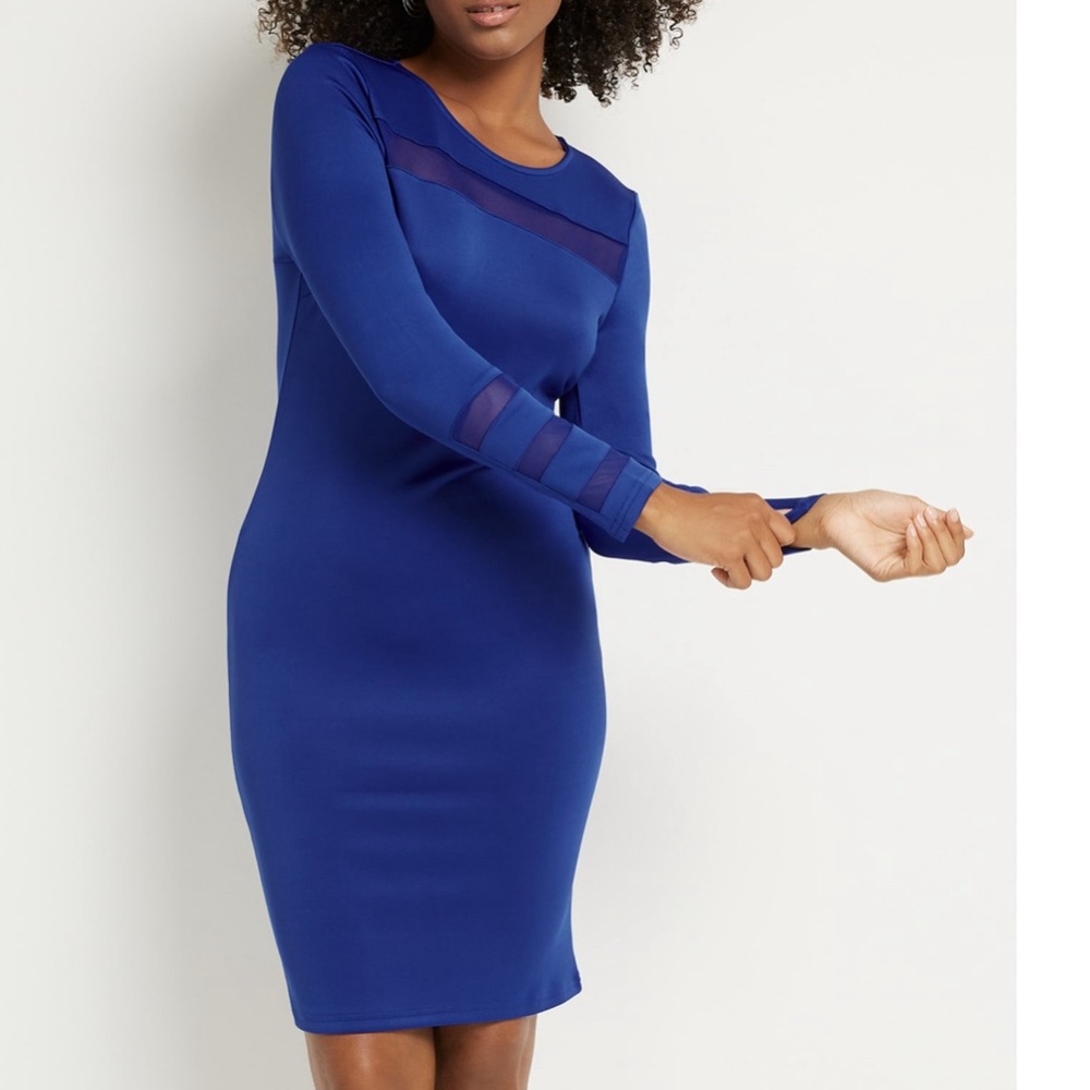 Warn once in good condition. Mesh-Inset Scuba Sheath Dress